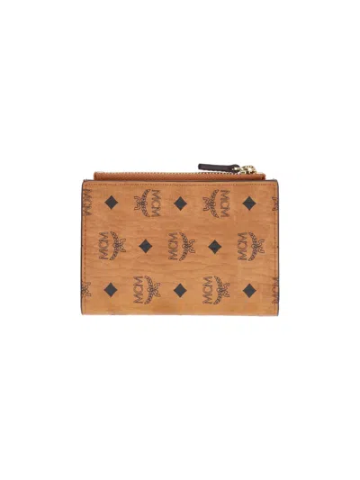 Mcm Men's Wallet With Cowhide Trim And Textured Finish In Brown