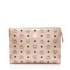 Mcm Metallic Visetos Medium Zip Pouch In Gold