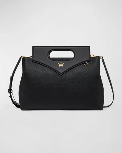 Mcm Milla Diamond Leather Tote Bag In Black