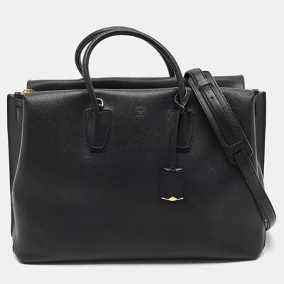 Pre-owned Mcm Milla Large Black Leather Tote