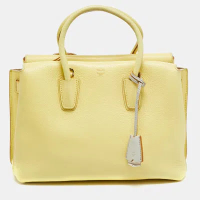 Pre-owned Mcm Milla Medium Yellow Leather Tote