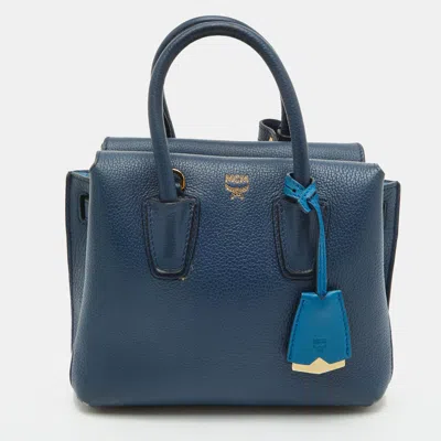 Pre-owned Mcm Milla Mini Blue Leather Tote