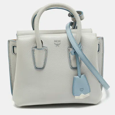 Pre-owned Mcm Milla Park Avenue Mini Light Blue Leather Tote