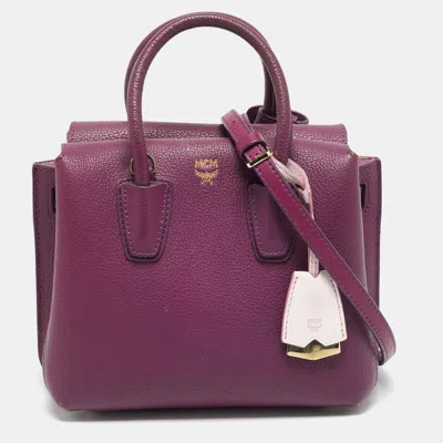 Pre-owned Mcm Milla Park Avenue Mini Purple Leather Tote
