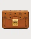Mcm Millie Visetos Logo Leather Crossbody Bag In Cognac