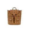 Mcm Monogram Buckle Backpack In Brown