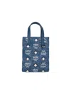 Mcm Glitter Finish Canvas Handbag With Detachable Tag