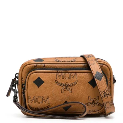 Mcm Mini Aren Maxi Visetos Crossbody Bag In Brown