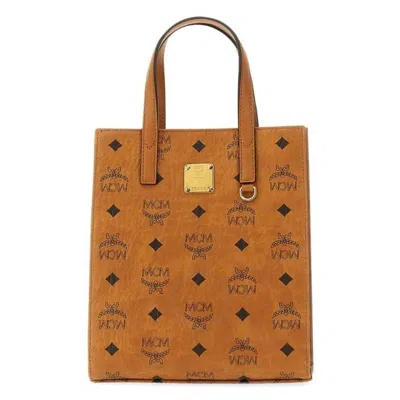 Mcm Mini Aren Tote Bag In Visetos Cognac In Brown