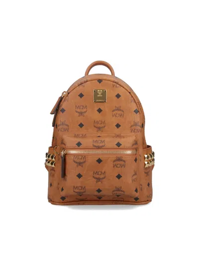 Mcm Mini Backpack With Studs "stark" In Brown