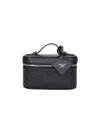 Mcm Monogram Leather Vanity Case In Black