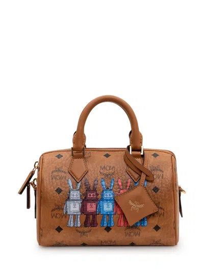 Mcm Mini Boston Handbag In Brown
