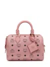 Mcm Structured Top Handle Handbag With Detachable Strap In Pink