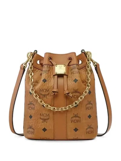 Mcm Mini Dessau Monogram-print Shoulder Bag In Brown