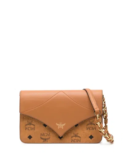 Mcm Diamond Vi Lth Mix Bril Crossbody Mni Co In Brown