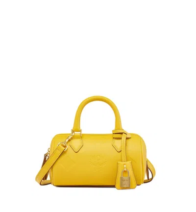 Mcm Mini Ella Natural Nappa Leather Boston Bag In Gold
