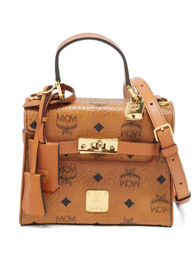 Pre-owned Mcm Mini Heritage Visetos Tote Bag In Brown