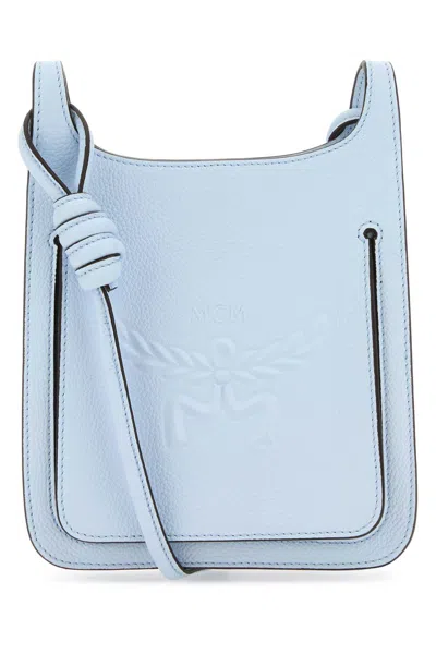 Mcm Mini Himmel Hobo Leather Mini Crossbody Handbag In Light Blue