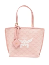 Mcm Mini Himmel Lauretos Monogram Pattern Tote Bag In Pink