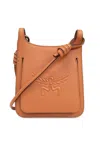 Mcm Mini Himmel Logo Embossed Hobo Bag In Brown