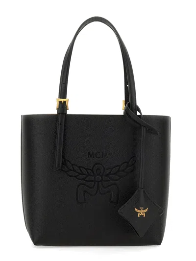 Mcm Himmel Leather Tote Bag In Black