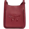 Mcm Mini Lauretos Leather Hobo Bag In Red