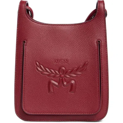 Mcm Mini Lauretos Leather Hobo Bag In Red