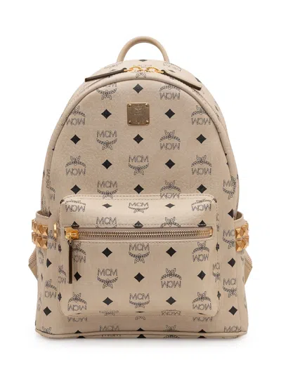 Mcm Mini Logo Backpack In Brown
