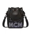 Mcm Mini Logo-print Drawstring Bucket Bag In Black