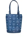 Mcm Mini Logo-print Tote Bag In Blue