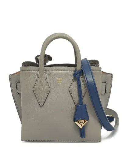 Pre-owned Mcm Mini Milla Leather Tote Bag In Gray