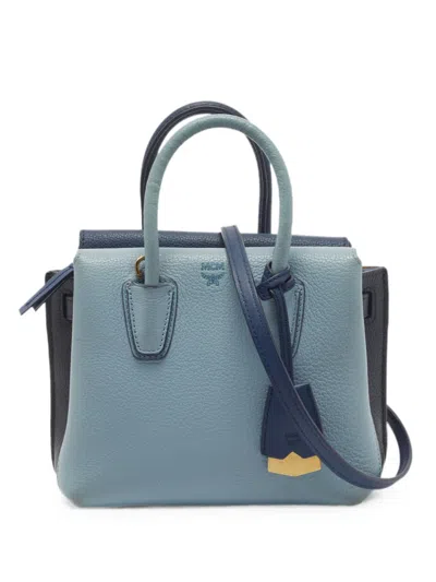 Pre-owned Mcm Mini Milla Park Avenue Leather Tote Bag In Blue