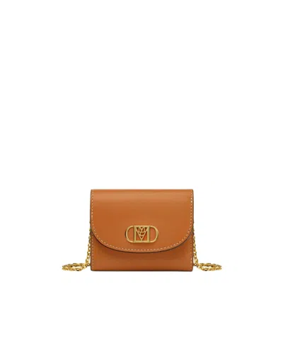 Mcm Mini Mode Travia Logo Plaque Wallet In Brown