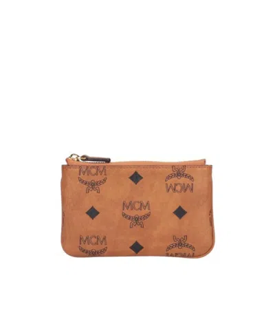 Mcm Mini Monogram-print Key Pouch In Brown