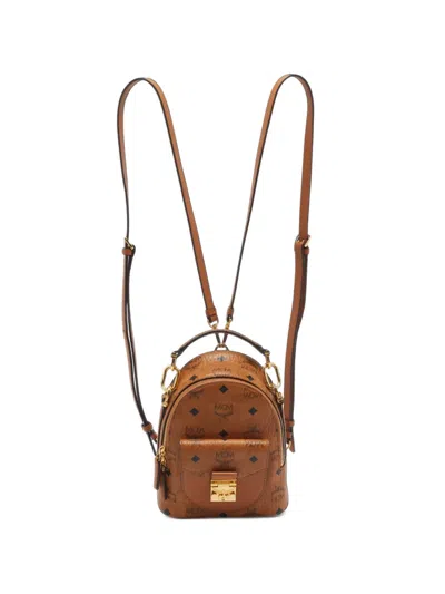 Pre-owned Mcm Mini Patricia Visetos Backpack In Brown