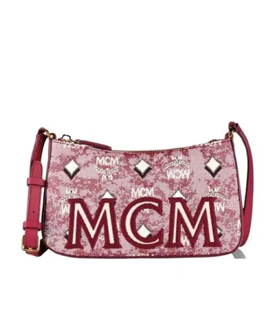 Mcm Mini Retro Jacquard Shoulder Bag In Pink
