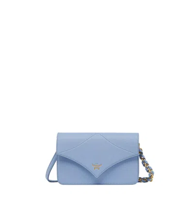 Mcm Mini Spanish Calf Leather Shoulder Bag In Blue