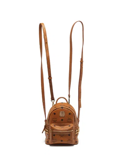 Pre-owned Mcm Mini Stark Backpack In Brown