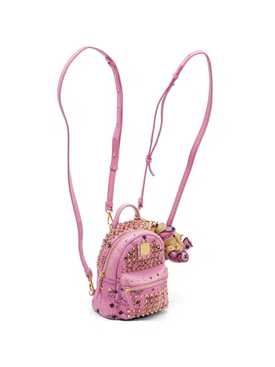 Pre-owned Mcm Mini Stark Visetos Backpack In Pink