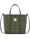 Mcm Mini Toni Visetos-monogram Top-zip Tote Bag In Green