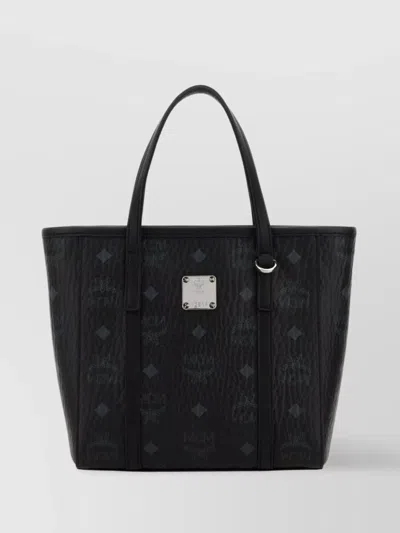 Mcm Mini Tony Canvas Handbag With Monogram Pattern