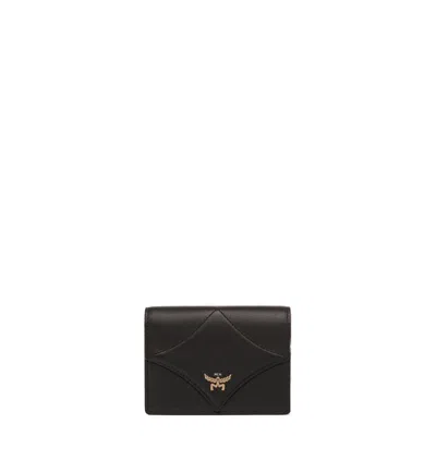 Mcm Mini Wallet With Bavarian Diamond Quilted Flap In Black