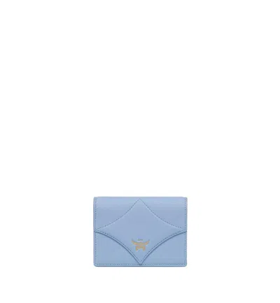 Mcm Mini Wallet With Bavarian Diamond Quilting In Blue