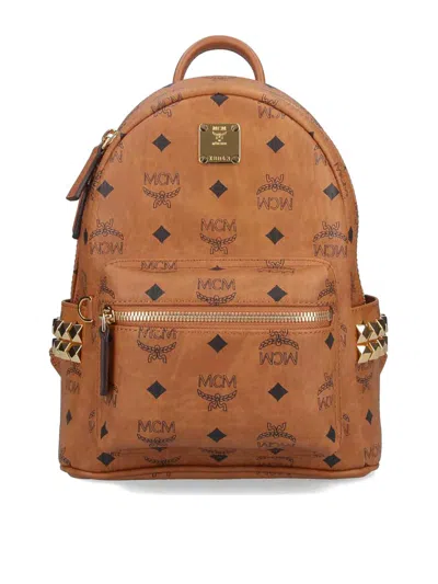 Mcm Studs Backpack In Brown