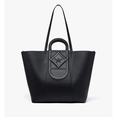Mcm Mode Travia Tote In Calf Leather In Black