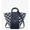 Mcm Mode Travia Tote In Leather And Laurel Flocking In Blue