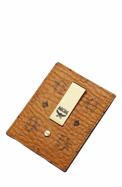 Mcm Money Clip Card Case In Brown
