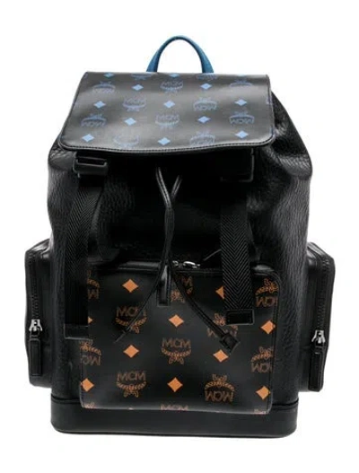 Pre-owned Mcm Monogram Backpack In Black