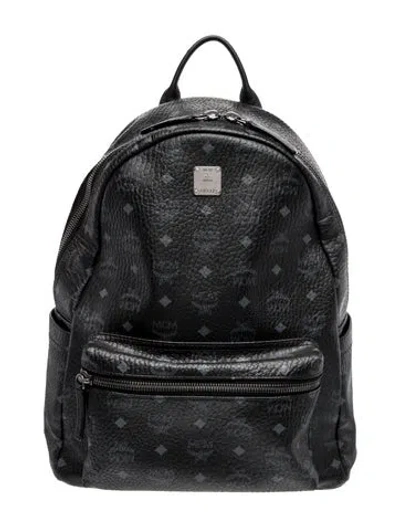 Pre-owned Mcm Monogram Backpack In Black
