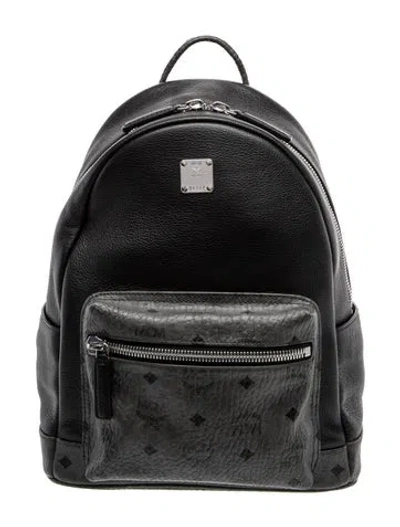 Pre-owned Mcm Monogram Backpack In Black